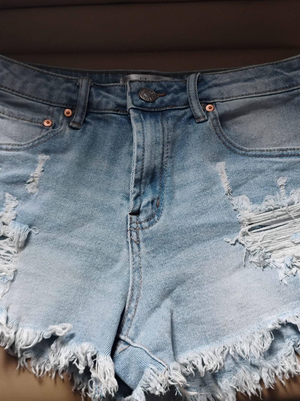 Madden Girl Light Blue Distressed Denim Jean Shorts